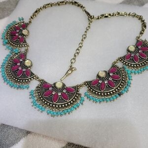 Chloe + Isabel Gold and Pink Necklace with Blue Accents